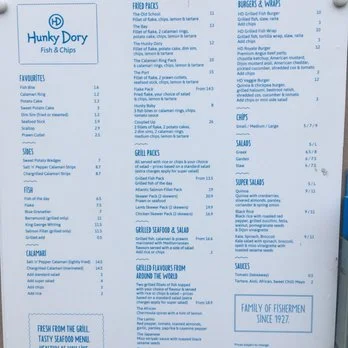 Hunky Dory CHIPS & SAUCES Menu