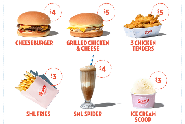 Slim’s Quality Burger Sundaes Menu
