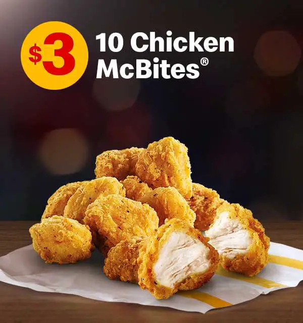 mcdonalds 10 Chicken McBites $3