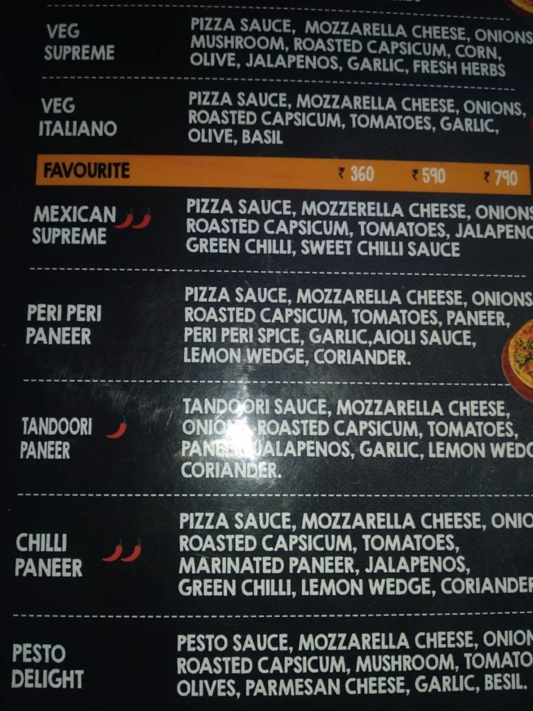 Pizza Capers Menu Prices