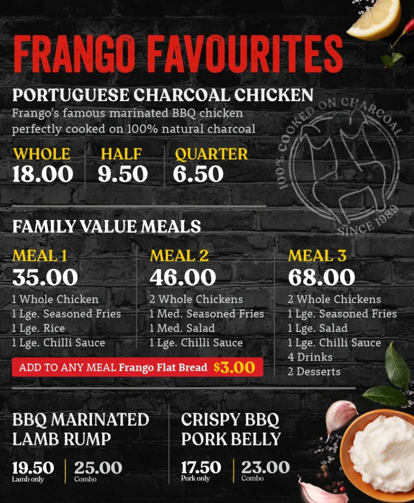 Frangos Family Value Meals Menu