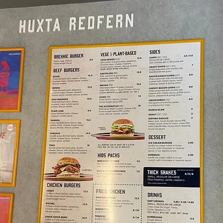 Huxtaburger Thicc Shakes Menu