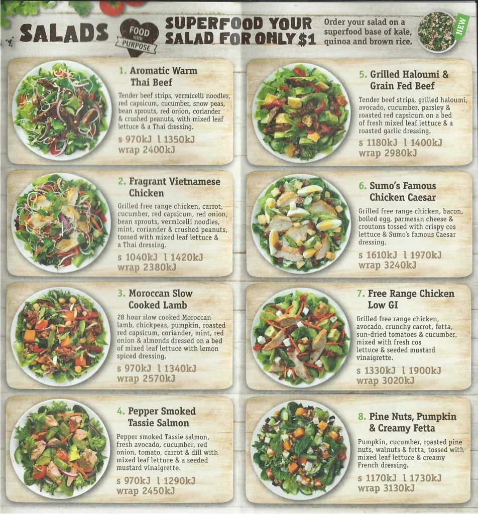 Sumo Salad Beverages Menu